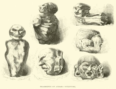Frammenti di scultura Aymara da Edouard Riou